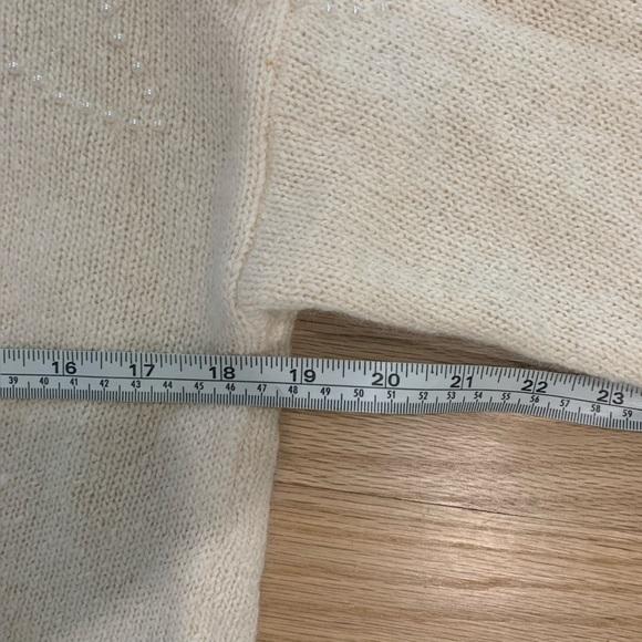 Women’s Vintage Cezanne Silk Angora Lambswool Blend Ivory Beaded Sweater Sz Med - Picture 8 of 10